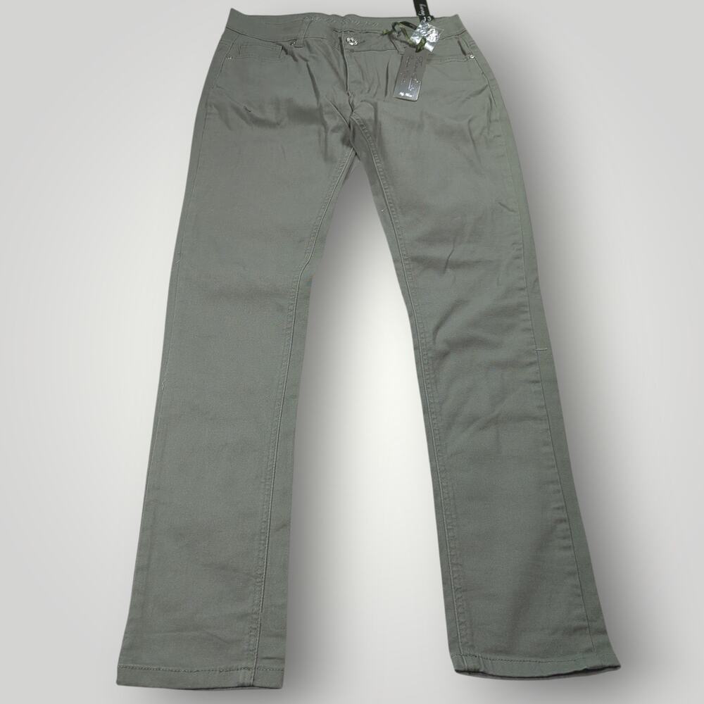 NWT $79 Roma Studio Skinny Jeans Womens 13 Olive Green Stretch Denim
